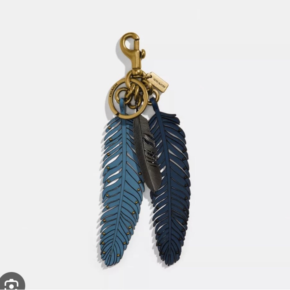 Coach Blue feather bag charm